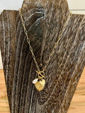 Gold Double Heart & Pear Pendant Necklace