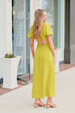 Chartreuse Tie Back Maxi Dress