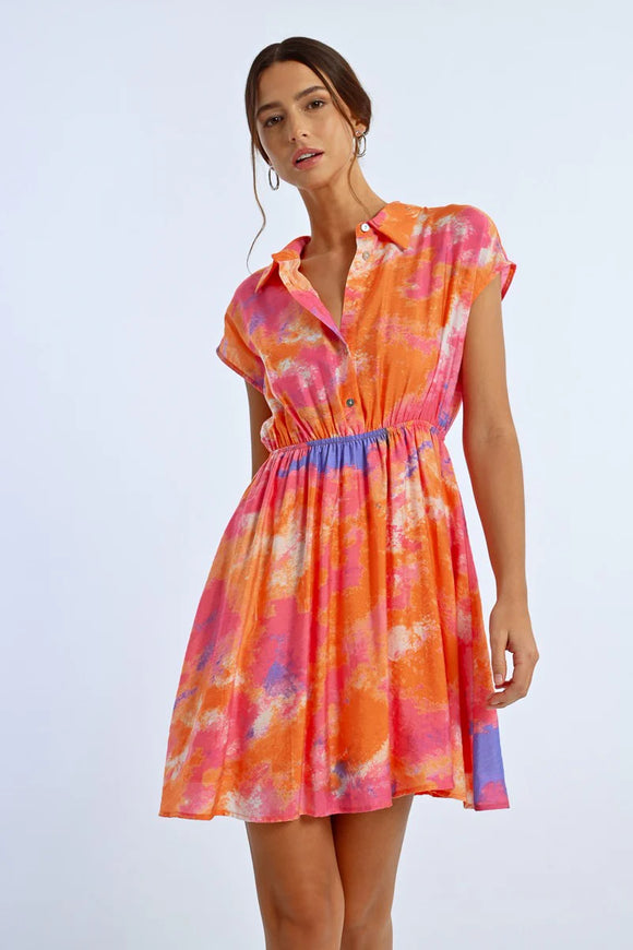 Pink Colorful Shirt Dress