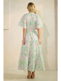 Pastel Floral Eyelet Mid Dress