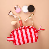 Peppermint Stripes Quilted Cosmetic Pouch