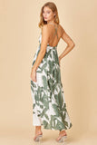 Green Leaf Pattern Maxi Dress