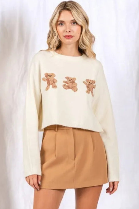 Ivory Triple Teddy Bear Sweater