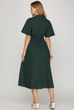 Hunter Green Zipper Midi Dress