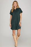 Soft Teal Collared Pocket Front Dress