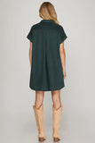 Soft Teal Collared Pocket Front Dress