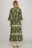 Olive Paisley Midi Dress