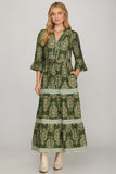 Olive Paisley Midi Dress