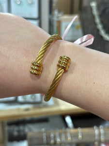 Gold Cap Wire Cuff Bracelet