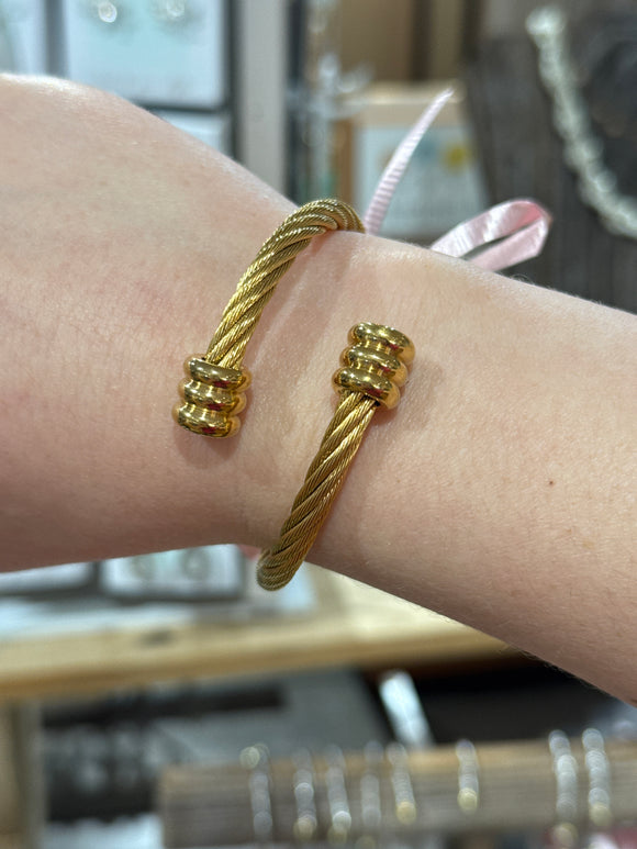 Gold Cap Wire Cuff Bracelet