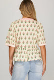 Vanilla & Pink Pattern Puff SleeveTop