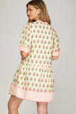 Vanilla and Pink Stripe Pattern Dress