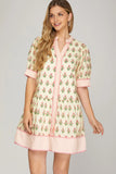 Vanilla and Pink Stripe Pattern Dress