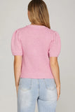Pink Bow Puff Sleeve Top