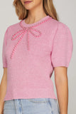 Pink Bow Puff Sleeve Top