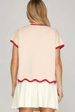 Cream Scalloped XOXO Top