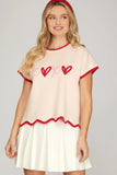 Cream Scalloped XOXO Top