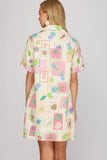 Pink Pattern Sea Shore Dress