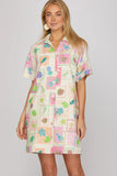 Pink Pattern Sea Shore Dress