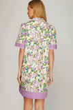 Purple Trim Floral Dress