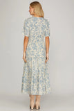 Light Blue Floral Midi Dress