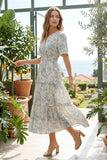 Light Blue Floral Midi Dress