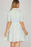 Baby Blue Short Sleeve Stripe Dress