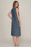 Navy Polka Dot Sleeveless Midi Dress