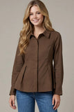 Brown Peplum Long Sleeve Top