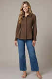 Brown Peplum Long Sleeve Top