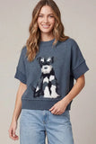 Blue Mini Schnauzer Patterned Sweater