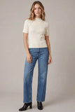 Cream Scalloped Mock Neck