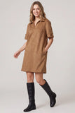 Caramel Collared Dress With Pockets