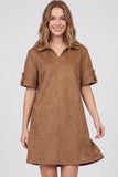 Caramel Collared Dress With Pockets