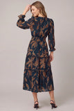 Emerald & Brown Floral Print Midi