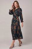 Emerald & Brown Floral Print Midi