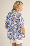 Pink & blue Swirl Print Short Sleeve