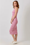 Pink Mix Stripe Sleeveless Knit Dress