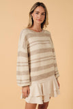 Tan & Cream Striped Sweater
