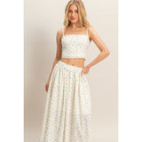Ivory & Blue Floral Midi Dress Set