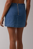 Blue Denim Side Slit Skort