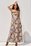 Mustard & Brown Printed Open Back Maxi