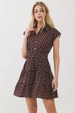 Brown Collared Polka Dot MIni Dress