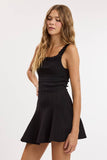 Black Scallop Cut Wide Strap Dress