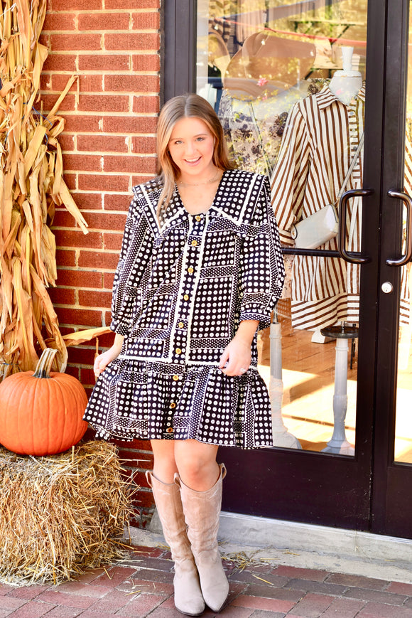 Black and White Collared Dress