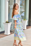 Multi Print Blue & Green Midi