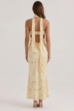 Cream Floral Maxi Dress with Scarf