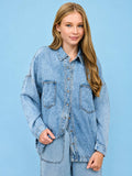 Chambray Long Sleeve Pocket Top