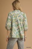 Sage Abstract Print Top