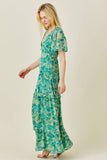 Green Patterned Tiered Maxi